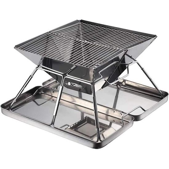 Grille De Camping Pliable Pour Feu De Camp - Support Portable BBQ - Neuf En Acier Noir