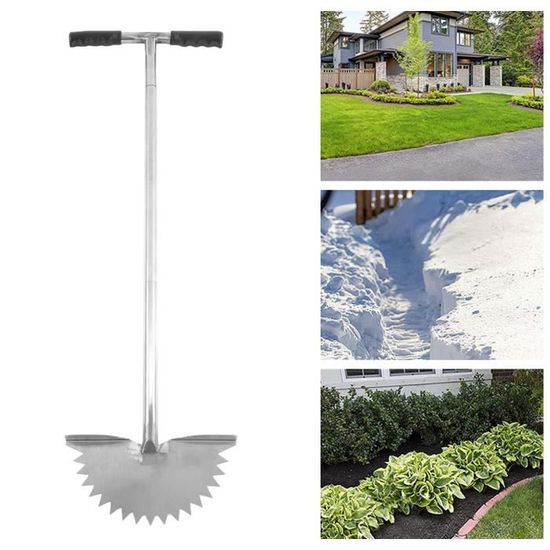 Outil Jardin Demi-Lune à Dents - Coupe-Bordure Manuel Avec Manche Long, Acier Carbone, Pour Parterres Et Trottoirs