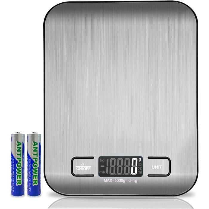 Balance De Cuisine Numérique 15 Kg - Précision 1g - Écran LCD Large - 5 Unités - Recharge USB-C - Plateforme En Verre - 6