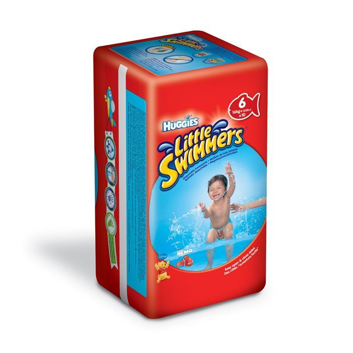 Couches de bain HUGGIES Little Swimmers - Taille 6 - Paquet de 10 couches - Garçon & Fille - Bleu + Motif Cars