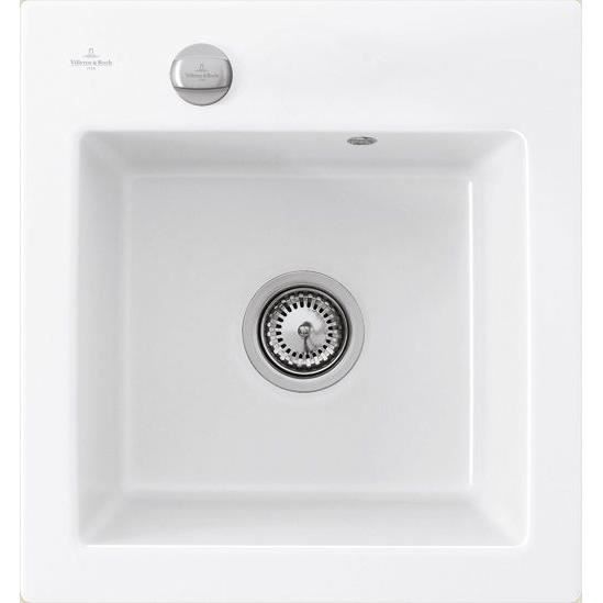 Villeroy & Boch Evier 1 bac sans egouttoir Subway Pure XS 47,5 x 51 cm Blanc vidage automatique inclus - vue 1