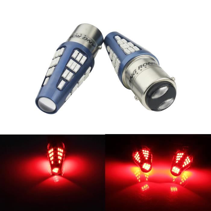 2x 9-30V Ampoules LED 48 SMD Rouge feux stop Feu arrière P21/5W BAY15D 1157