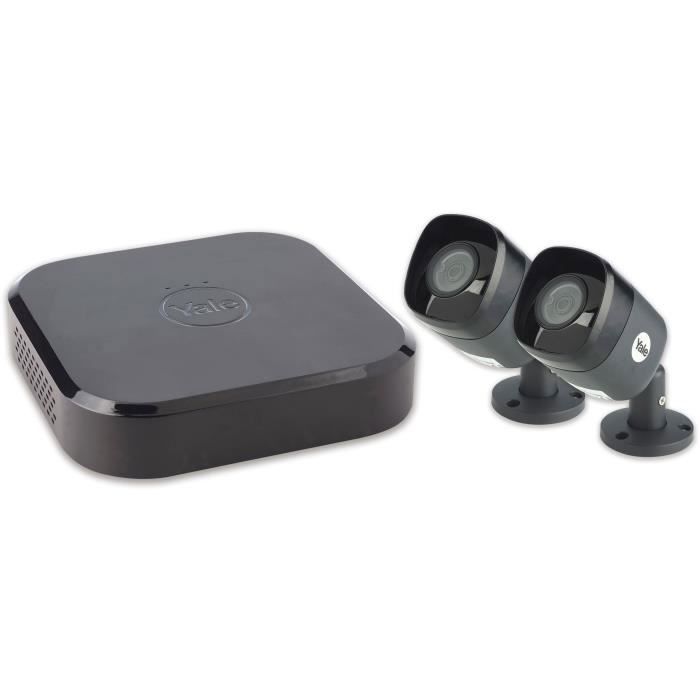 Yale SV-4C-2ABFX Système de Vidéosurveillance Connecté 4 Canaux 2 Caméras HD 1080P H.264+ pour Extérieur (IP67), Vision nocturne, Di