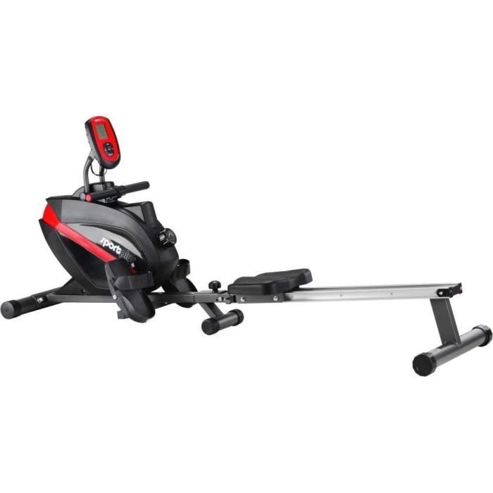 SportPlus - Rameur Pliable, Système de freinage magnétique, 8 niveaux de résistance, Silencieux, Siège avec roulement à billes, Ordi