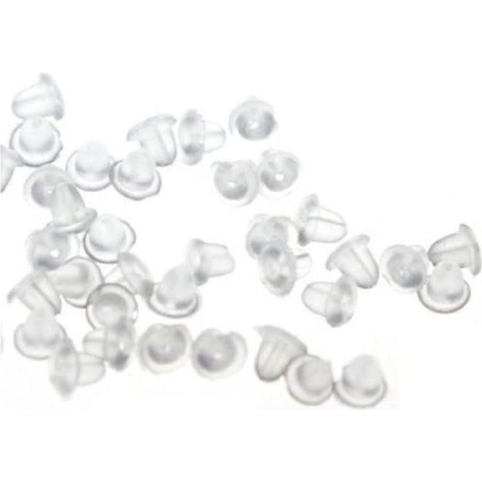 100 embouts-fermoirs silicone pour boucles d'oreilles