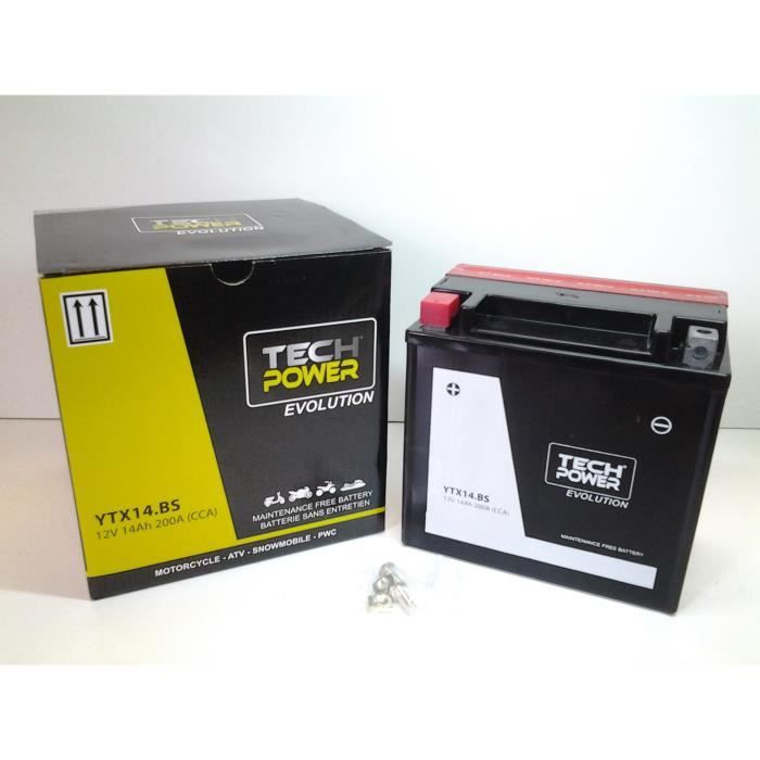 Batterie Moto YTX14-BS étanche AGM 12V / 14Ah