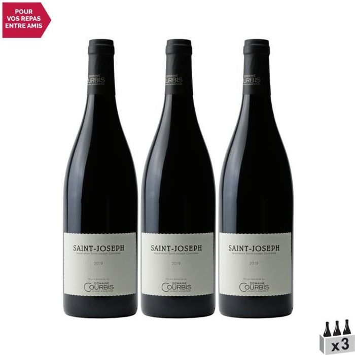 Saint-Joseph Cuvée Domaine Rouge 2019 - Lot de 3x75cl - Domaine Courbis - Vin AOC Rouge de la Vallée du Rhône - Cépage Syrah