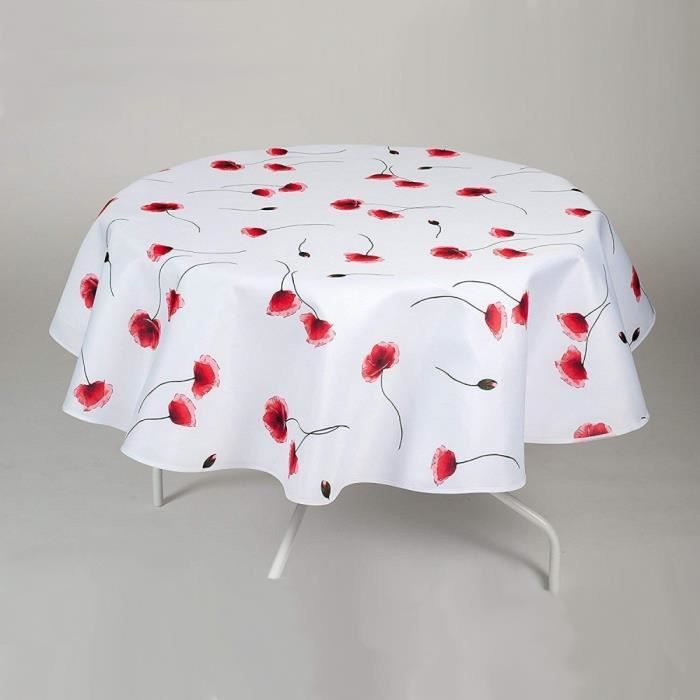 NAPPE COQUELICOT Blanc - Ronde - Anti tâches