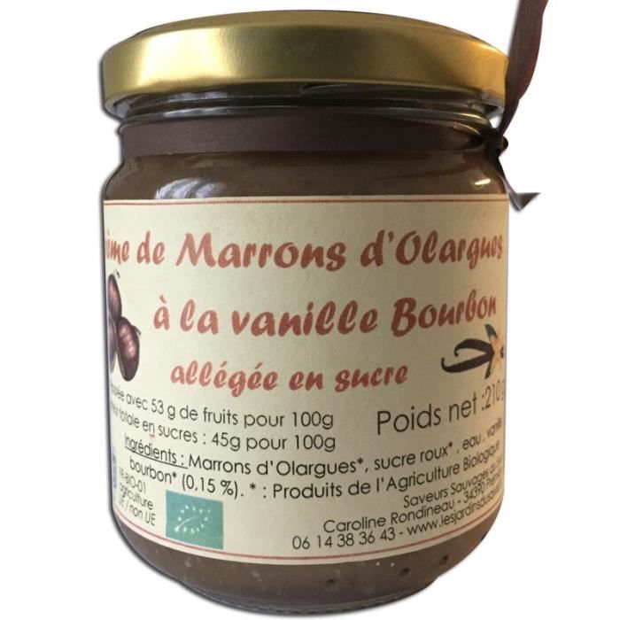 Crème de marrons Bio d Olargues à la vanille 210g Les Jardins du Salvet