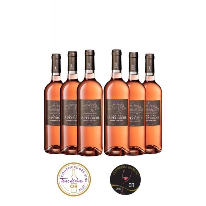 Château La Peyruche 2020 - 6 bouteilles - AOC Bordeaux Rosé - Médaille d'Or au Concours des Vins Terre de Vins 2021