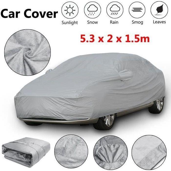 JIE 1x Couverture Bâche Coton Couvre Protection Soleil Anti Pluie UV Pour Voiture Auto Etanche Universel XXL