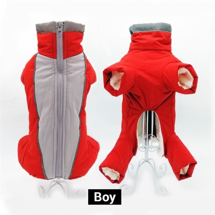 Manteau Blouson,Veste imperméable pour chiens garçons-filles Combinaison d'hiver chaude pour chiens, veste en - Type red for boy-8