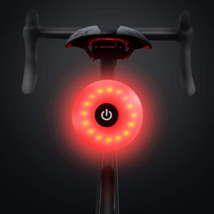 Feu arrière de vélo, Avertissement étanche Rechargeable LED USB 5 Modes lumière arrière (Noir)