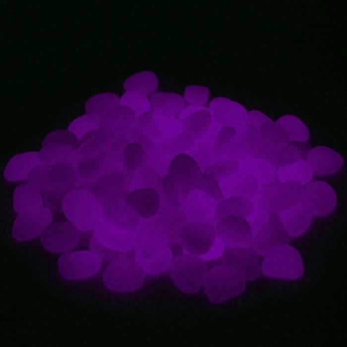 100Pcs Galet Pierre Cailloux Lumineux Fluorescent Décoration Aquarium Violet me25169