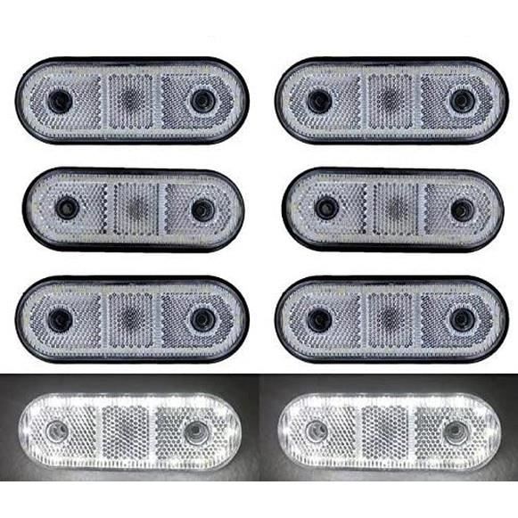 8x 20 Leds 24V avant Blanc Côté Contour Marqueur Feux Remorque Châssis Camion Caravane Benne Lkw