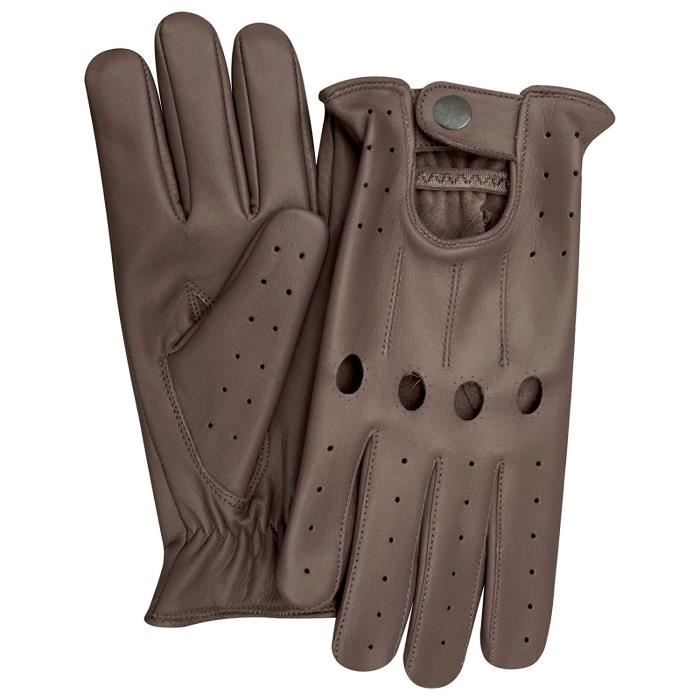 AUTHENTIQUE PAIRE DE GANT EN CUIR NAPPA DE VACHE , MOTORBIKE CONDUCTEUR FASHION SUPER FIT – HOMME , MARRON TAILLE S.