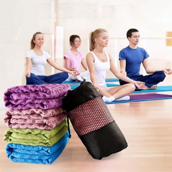 Serviette de yoga GRIP - antidérapant - de qualité supérieure - ultra absorbant - pour Yoga, Pilates, tapis de yoga Bleu MC1472