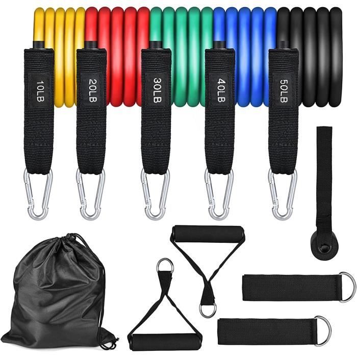Lot de bandes de résistance Bandes de fitness Bandes de résistance Bandes d'entraînement en latex naturel Avec ancre de porte