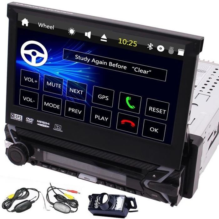 EINCAR AUTORADIO GPS simple Din Radio 7 pouces voiture lecteur DVD au tableau de bord panneau amovible pour Anti-vol Head Unit 1