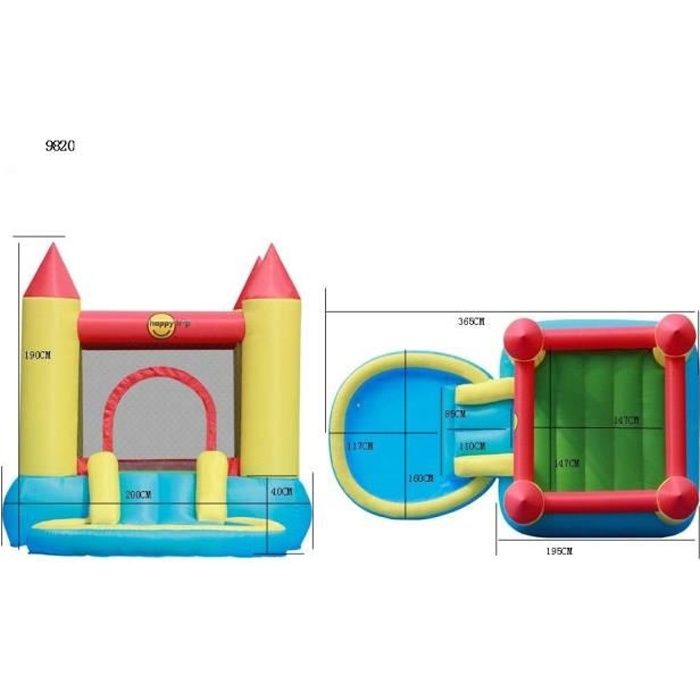 Aire de Jeux Gonflable Château avec Piscine et Toboggan