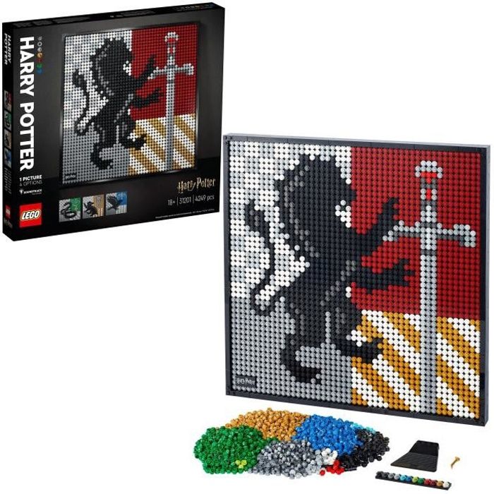 LEGO® Art 31201 Harry Potter™ Les blasons de Poudlard, tableau de décoration mural, loisir créatif pour adultes