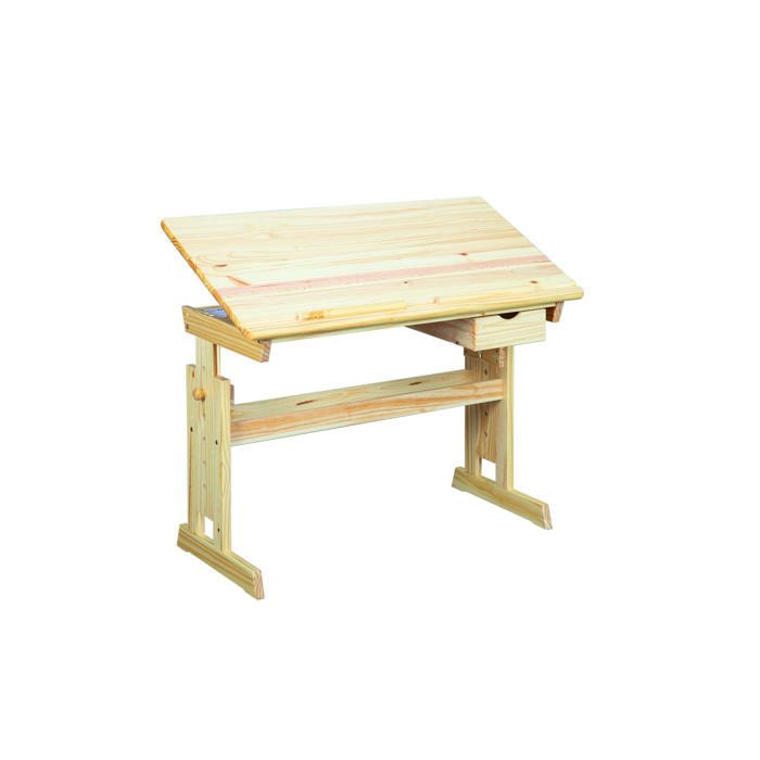 BUREAU INCLINABLE JULIA PIN MASSIF VERNIS NATUREL