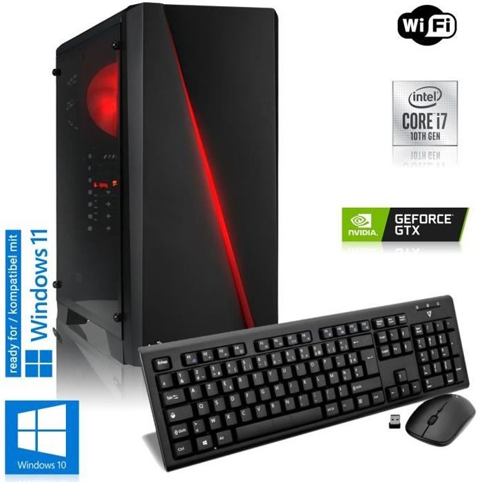 MEMORY PC Gamer - Intel Core i5-10400F - 4Go GeForce GTX 1050 Ti - 16Go DDR4 High Speed - 240Go SSD + 1To HDD - WiFi - Windows 10 Pr