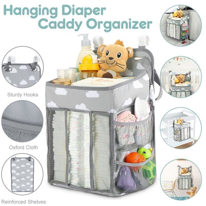 TEMPSA Sac de Rangement Suspendu pour Lit de Bébé Portable Douce Respirant Durable