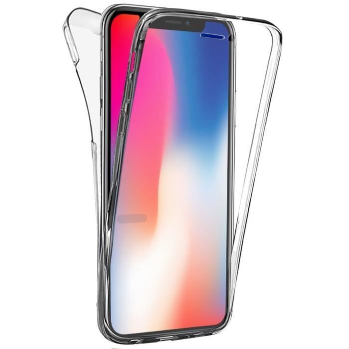 VSHOP® Housse Coque Tactile 360 degrés - Apple iPhone X - Silicone TPU - Transparent Doux Protection Écran Étui Double-Couche