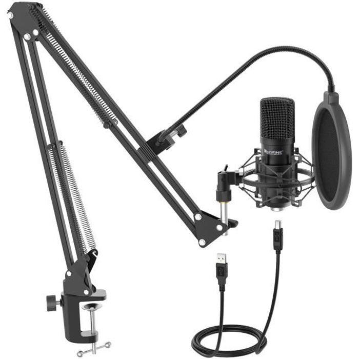 WE Pack Microphone USB pour streaming, vlogging, Podcats, enregistrements - bras réglable et orientable - filtre anti-pop -