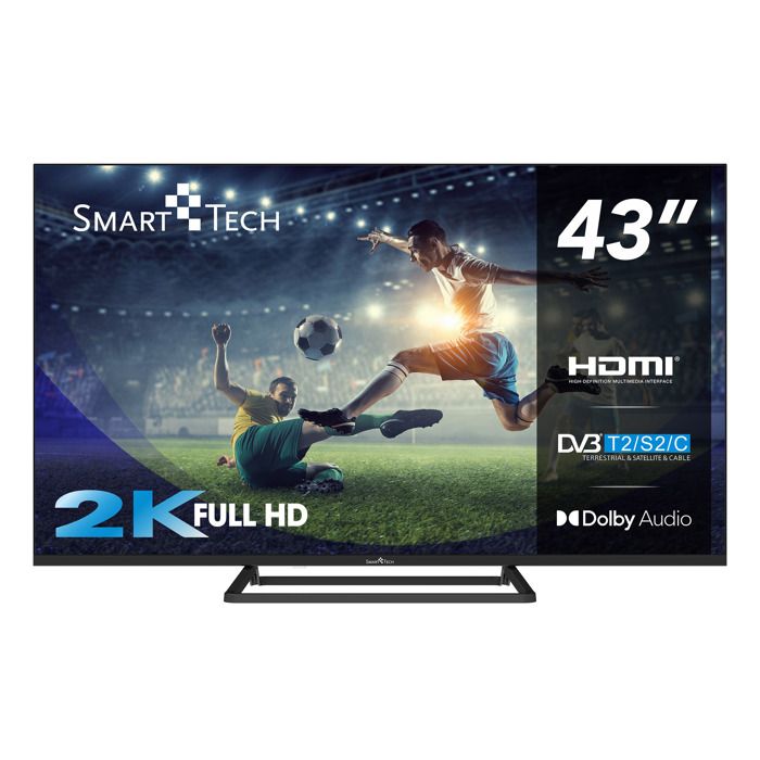 SMART TECH  43FN01V3 Full HD 1920 (H) &times; 1080 (V) LED TV 43 Pouces (109cm) Triple Tuner Dolby Audio H.265 3xHDMI, 2xUSB, mod&egrave;le 2024 