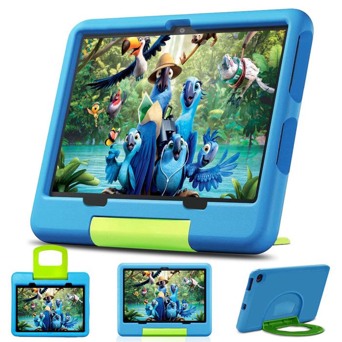 Tablette Tactile 10 Pouces 12 Go RAM 256 Go ROM/1TB TF Android 13 GMSTablette Enfants Contrôle Parental Kid-Proof Étui-Blue