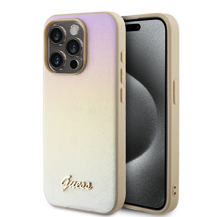 Guess Coque Saffiano Iridescent Script pour iPhone 15 Pro - vue 1