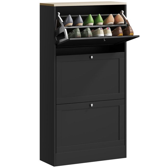 Meuble à chaussures - HOMCOM - panneaux de particules - 60 x 235 x 115 cm - noir