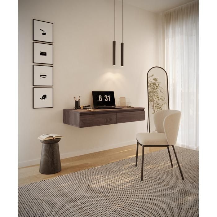 Coiffeuse bureau avec 2 tiroirs - BEMMI - 120 cm - noyer du Wisconsin