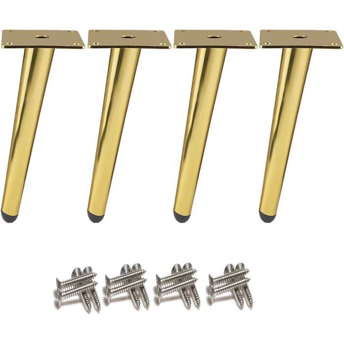 4 pièces Pieds de table obliques Pieds darmoire en métal Pieds de meubles de cône 201 acier inoxydable Dor 20 cm de hauteur