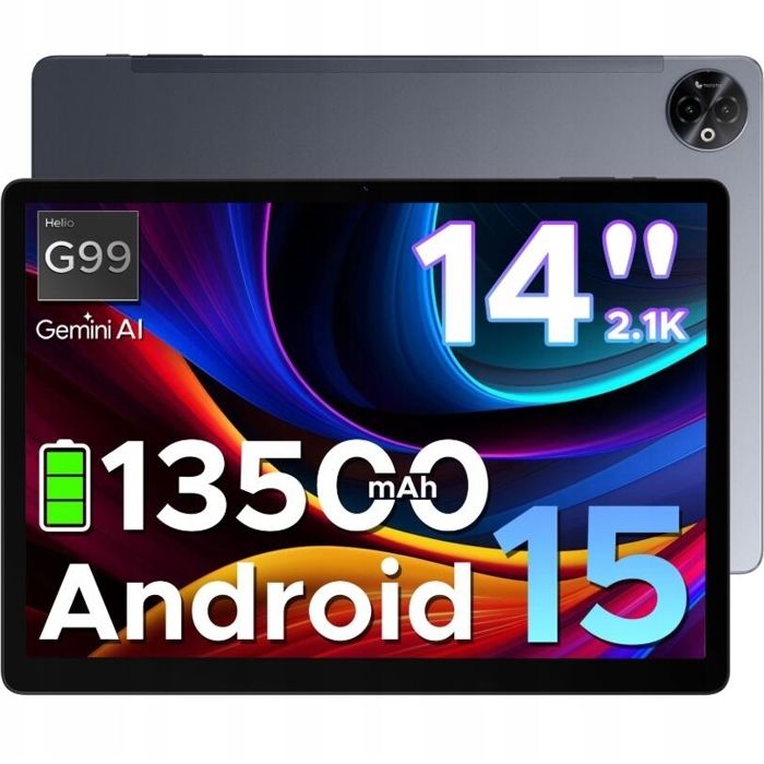 Tablette tactile DOOGEE TAB E3 MAX 14 pouces Android 15 32Go RAM+256Go ROMHelio G100batterie 13500mAhFHD+caméras 16MP- Gris
