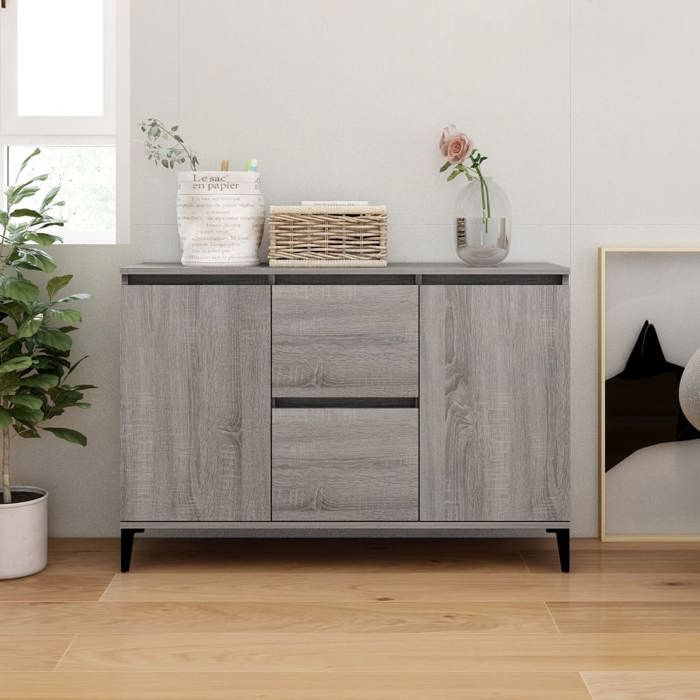SALE 2025Meuble bas bahut vaisselier - Buffet - Sonoma gris - 104x35x70 cm - bois dingénierie 30 Kg 8522