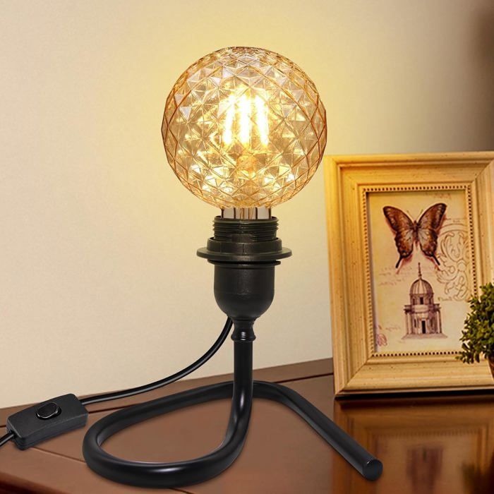 Douille De Lampe Vintage E27 Avec Interrupteur Sur Câble - Base Métal Noir, Fil 1.8m, Style Rétro Pour Lampe De Chevet, Bureau, Bar (sans Ampoule)