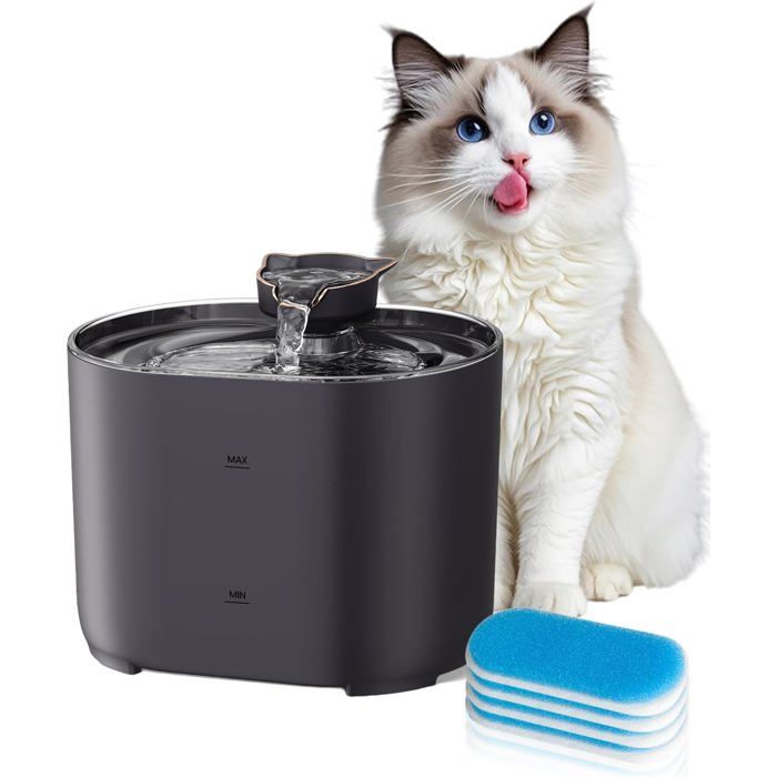2L Fontaine A Eau Chat Sans Fil Avec Detecteur De Mouvement, 5000Mah