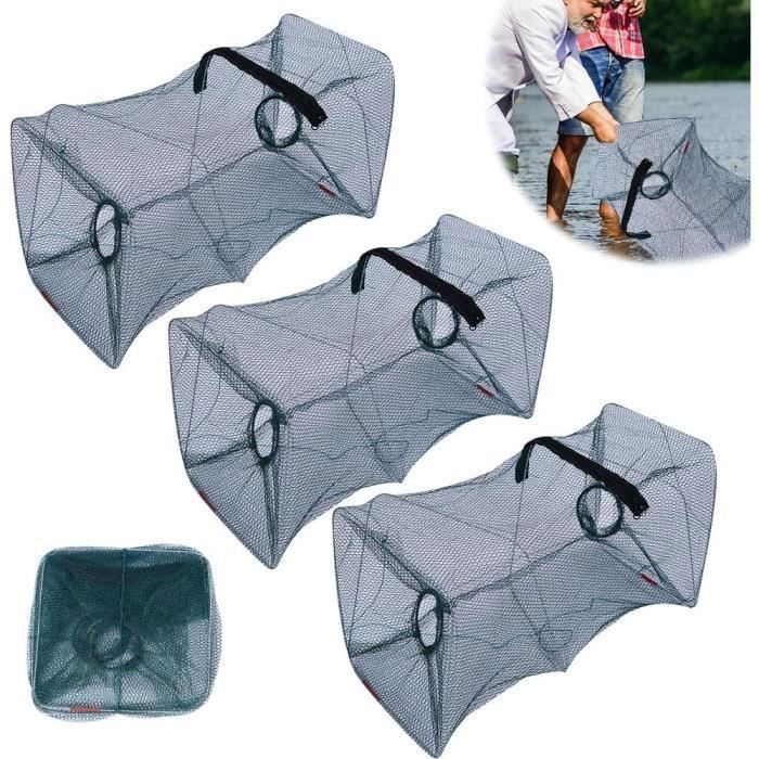 Nasse à Poissons Pliable 55x25x25 Cm – Casier Écrevisses, Crabes, Homards Avec Fermeture Éclair, Filet De Pêche Portable Et Robuste