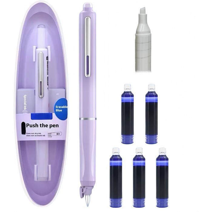 Stylo-Plume Rétractable : 0,38 mm, Encre Bleue Et Noire, Corps du stylo ...