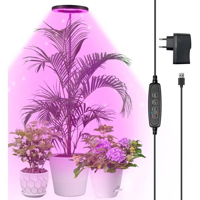 Lampe de culture LED à spectre complet pour la croissance des plantes dintérieur 147 cm 70 LED minuterie 3/9/12 heures