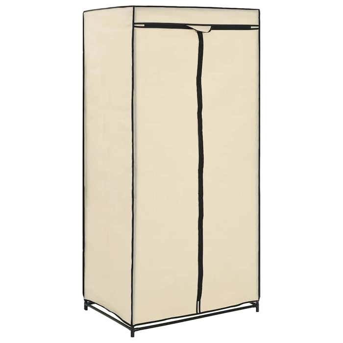 Armoire de chambre moderne - vidaxl - Crème - 75x50x160 cm - Tube en fer - Polyester - Fermetures éclair