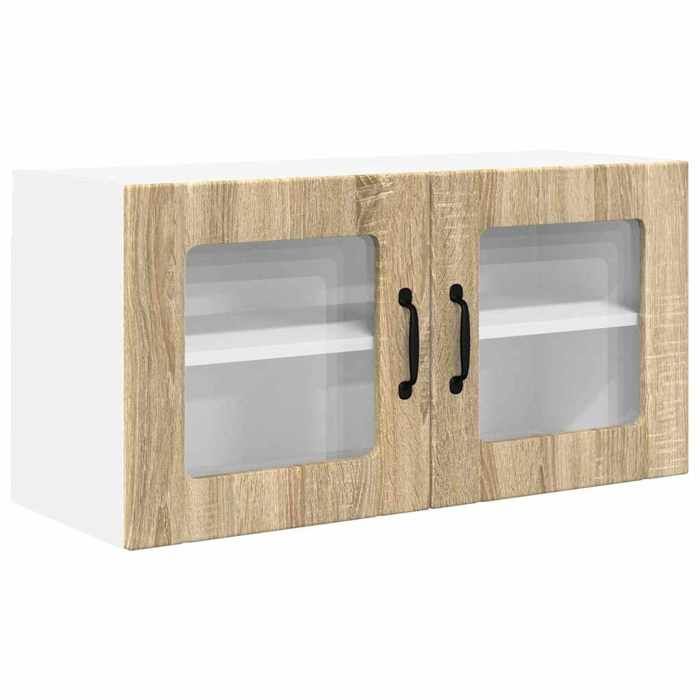 Promotion Noël）Meuble mural de cuisine -Élément Haut de Cuisine - Capacité max : 75 kg - avec porte Chêne Sonoma 80x31x40cm 02_8947