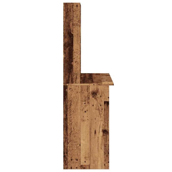 Bureau BURKE Brun Table à écrire - 1 PERSONNE - avec étagères - vieux bois 102x45x148 cm - bois dingénierie BB656