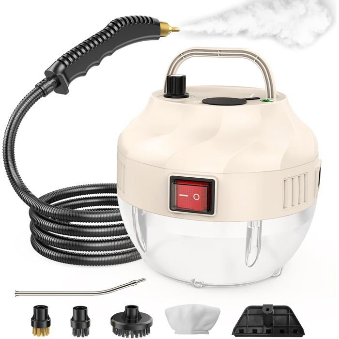 Nettoyeur vapeur temps de chauffe de 15 secondes réservoir deau de 1 L puissance de 1500 W 6 niveaux de vitesse réglablesBeige - Alfoyu