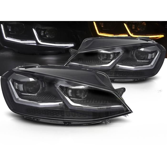 Paire de feux phares VW Golf 7 17-19 LED TRU DRL Dyn Noir Silver-42722780