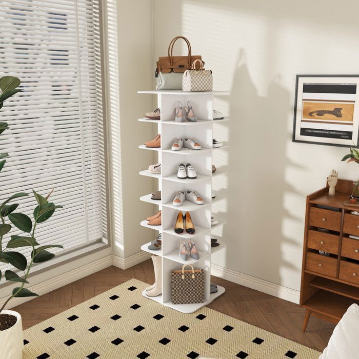 Bladez - Étagère à chaussures carrée à 7 niveaux gain de place pivotante à 360° étagère à chaussures Meuble multifonctionnel