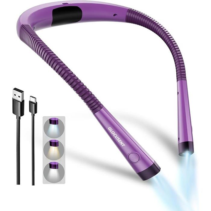 Lampe de Lecture de Cou Rechargeable Lilac Purple Medium Bras Pliables Liseuse au Lit 6 Niveaux de M VEILLEUSE HORS PUERICULTURE